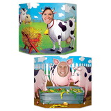 Beistle 54092 Barnyard Friends Photo Prop, prtd 2 sides w/different designs; 1 side cows/other side pigs, 3' 1