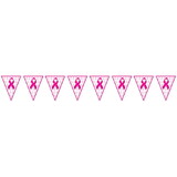 Beistle 54101 Pink Ribbon Pennant Banner, all-weather; 12 pennants/string, 11