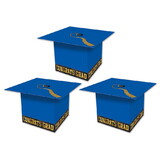 Beistle 54124-B Grad Cap Favor Boxes, blue; assembly required, 3¼