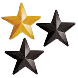 Beistle 54171-BKGD Plastic Stars, asstd 2-black & 1-gold, 12¼