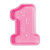 Beistle 54191-P Plastic Baby's 1st Birthday Tray, pink, 13½
