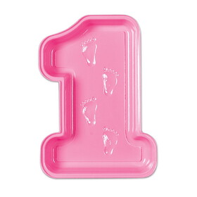 Beistle 54191-P Plastic Baby's 1st Birthday Tray, pink, 13&#189;"