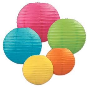 Beistle 54557-ASST Paper Lantern Assortment, asstd colors; 2-6 , 2-8 , 1-9&#189; , Asstd