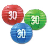 Beistle 54571-30 30 Paper Lanterns, asstd colors, 9½