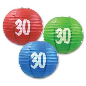 Beistle 54571-30 30 Paper Lanterns, asstd colors, 9&#189;"