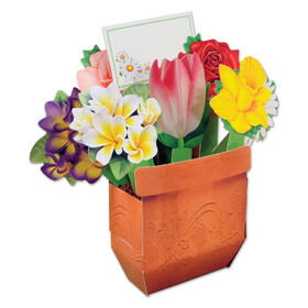 Beistle 54596 3-D Cheery Bouquet Centerpiece, message card included; assembly required, 11"