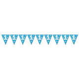 Beistle 54671-B 1st Birthday Pennant Banner, lt blue; all-weather; 12 pennants/string, 11