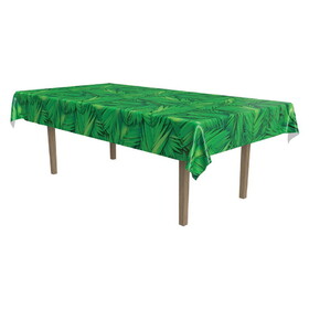 Beistle 54707 Palm Leaf Tablecover, plastic, 54" x 108"