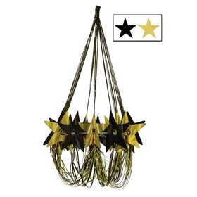 Beistle 54753-BKGD Star Chandelier, black & gold; assembly required, 35"