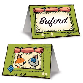 Beistle 54774 Woodland Friends Place Cards, prtd front & back, 2&#189;" x 4&#188;"
