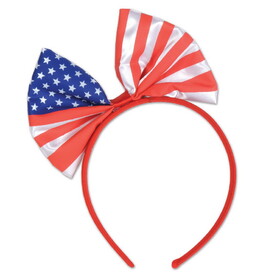 Beistle 54784 Patriotic Bow Headband, attached to snap-on headband