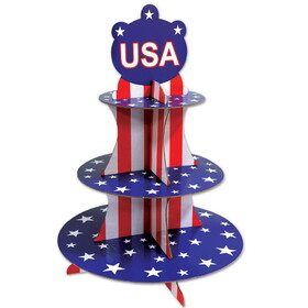 Beistle 54790 Patriotic Cupcake Stand, assembly required, 16"