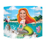 Beistle 54800 Mermaid Photo Prop, prtd 2 sides w/different designs; 1 side mermaid/other side King Neptune, 3' 1