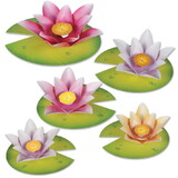 Beistle 54810 Water Lily Paper Flowers, assembly required; 2-7½ , 2-9 , 1-10¾ , Asstd
