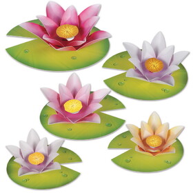 Beistle 54810 Water Lily Paper Flowers, assembly required; 2-7&#189; , 2-9 , 1-10&#190; , Asstd