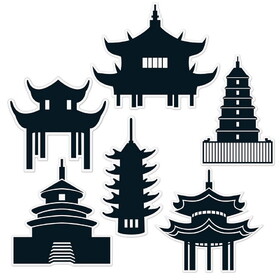Beistle 54915 Pagoda Silhouettes, prtd 2 sides, 11"-14&#189;"