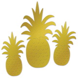 Beistle 54927 Foil Pineapple Silhouettes, foil 2 sides/embossed 1 side; 2-12 , 1-18 , Asstd