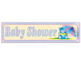 Beistle 55132 Baby Shower Sign w/Tissue Parasol, 8" x 31"