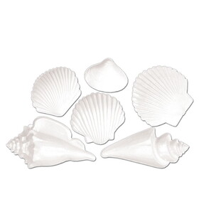 Beistle 55175 White Plastic Seashells, 7&#189;"-15&#190;"