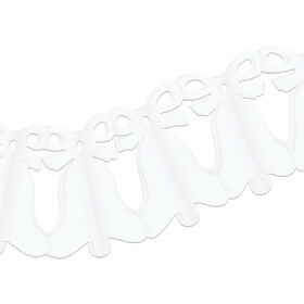 Beistle 55261-W Westminster Bell Garland, white, 8" x 12'