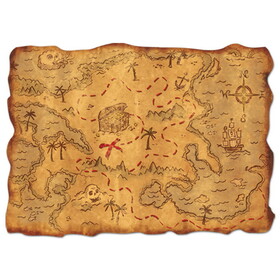 Beistle 55305 Plastic Treasure Map, rolled up & tied, 12" x 18"
