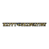 Beistle 55580-BKGD Happy Graduation Streamer, black & gold, 5