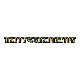 Beistle 55580-BKGD Happy Graduation Streamer, black & gold, 5" x 5'
