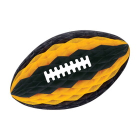 Beistle 55803-BKGY Pkgd Tissue Football w/Laces, black & golden-yellow, 12"