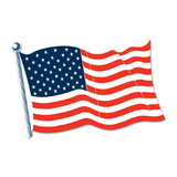 Beistle 55845-18 American Flag Cutout, prtd 2 sides, 18