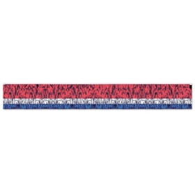 Beistle 55859-RSB 3-Ply Metallic Fringe Drape, red, silver, blue, 15" x 10'