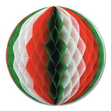 Beistle 55901-RWG Pkgd Tissue Ball, red, white, green, 12