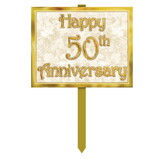 Beistle 55904 50th Anniversary Yard Sign, prtd 2 sides; attached to 24 pine stake, 12