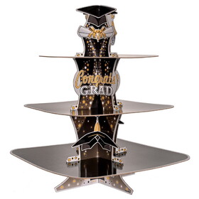 Beistle 56014 Graduation Cupcake Stand, assembly required, 15"