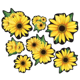 Beistle 56015 Sunflower Cutouts, prtd 2 sides, 4"-9&#190;"