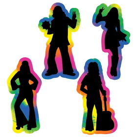 Beistle 56018 60's Hippie Silhouettes, prtd 2 sides, 15&#190;" x 7"-8&#190;"
