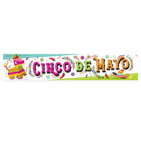 Beistle 56022 Cinco De Mayo Banner, indoor & outdoor use; 2 grommets, 12" x 5'