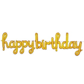 Beistle 56049-GD Script Happy Birthday Balloon Streamer, gold; assembly required, 16" x 5' 6"