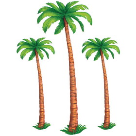 Beistle 56099 Jointed Palm Trees, prtd 2 sides, 2-4' & 1-6'