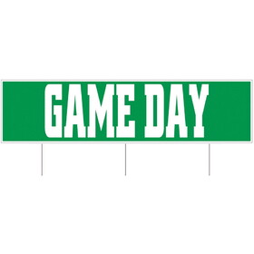 Beistle 56104 Plastic Jumbo Game Day Yard Sign, tri-fold design; 3 metal stakes included; all-weather; assembly required, 11&#190;" x 3' 11"