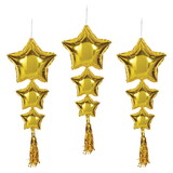 Beistle 56205-GD Star Balloons w/Tassels, gold; assembly required, 3' 9