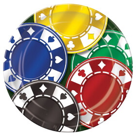 Beistle 56248 Poker Chips Plates, 9"