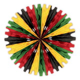 Beistle 56271BKRGY Pkgd Tissue Fan, black, red, green, yellow, 25