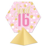 Beistle 56578 3-D Sweet 16 Centerpiece, prtd 2 sides; assembly required, 11½