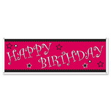 Beistle 57051 Happy Birthday Sign Banner, indoor & outdoor use; 4 grommets, 5' x 21
