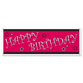 Beistle 57051 Happy Birthday Sign Banner, indoor & outdoor use; 4 grommets, 5' x 21"
