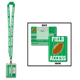 Beistle 57136 Game Day Football Party Pass, lanyard w/card holder, 25"