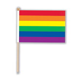 Beistle 57207 Rainbow Flag - Fabric, w/10½ ball-tipped wooden stick, 4