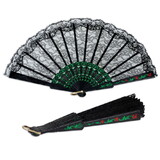 Beistle 57292 Fiesta Fan, black lace; foldable, 9½