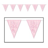 Beistle 57447 It's A Girl! Pennant Banner, all-weather; 12 pennants/string, 11
