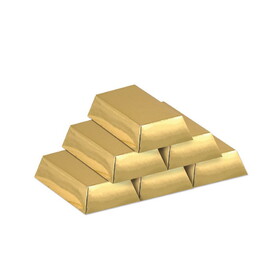 Beistle 57495 Foil Gold Bar Favor Boxes, assembly required, 3" x 1&#189;" x &#190;"